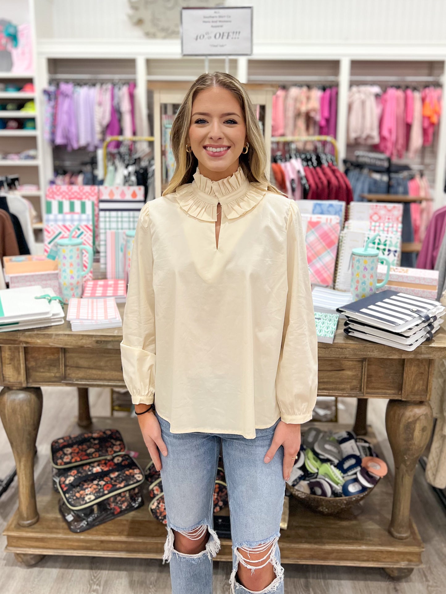 Macie Ruffle Neck Top