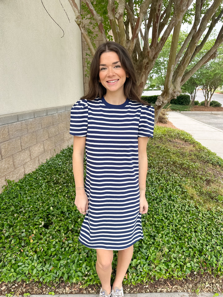 Carolina T-Shirt Dress - Navy & White
