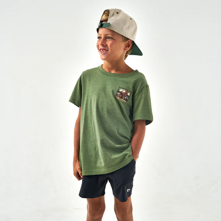 Burlebo Youth Duck Dog Stamp S/S T-Shirt - Heather Olive