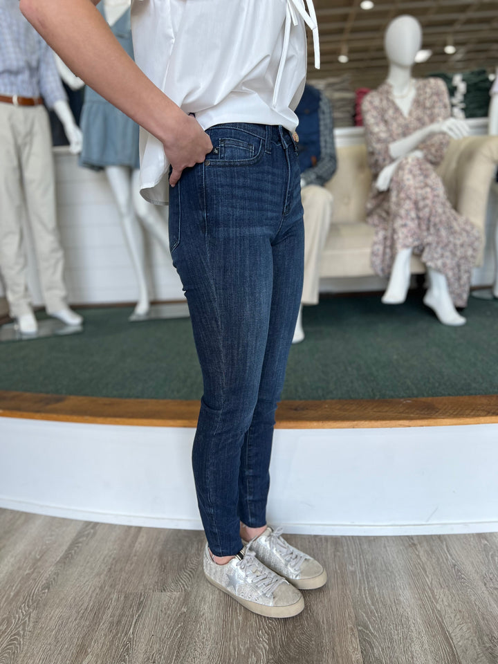 Eliza Judy Blue Skinny Raw Hem Jeans