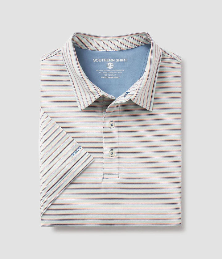 SSCO Men’s Augusta Stripe Performance Polo - Seafoam