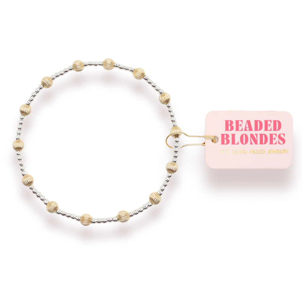Beaded Blondes June Fluted Bracelet - Silver with Gold