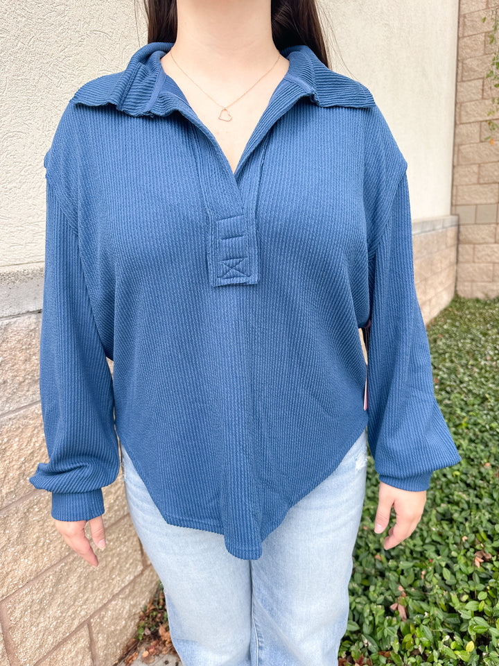 Azalea Knit Top - Dark Blue