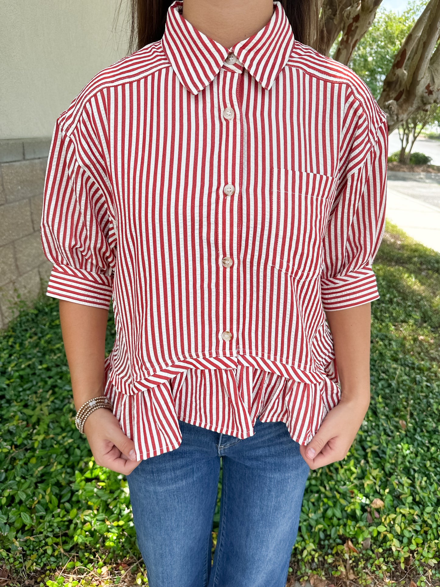 Striped Ruffle Top