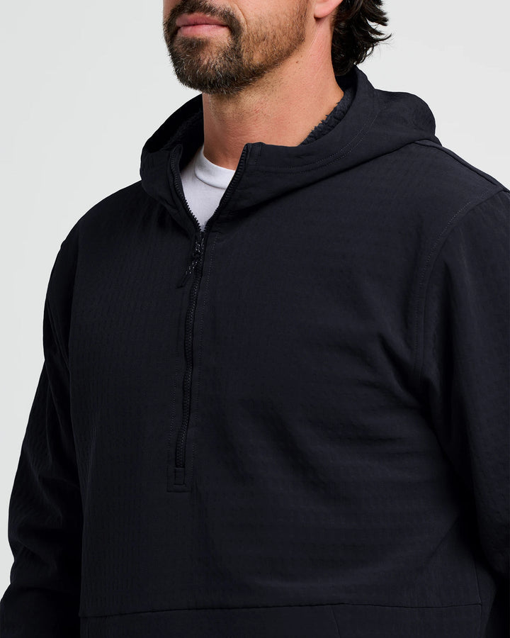 FreeFly Men’s Gridback Fleece Anorak Hoodie - Black