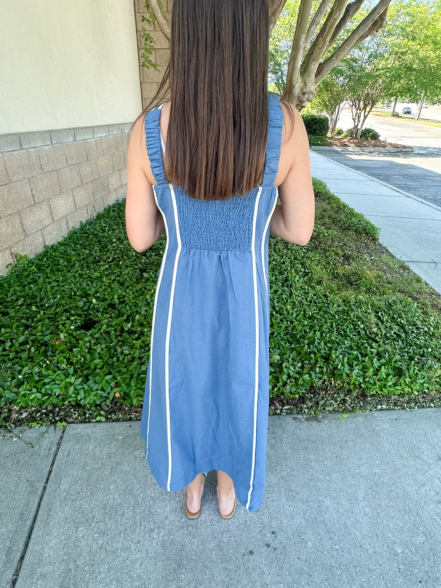 Suellen Contrast Trim Dress - Denim