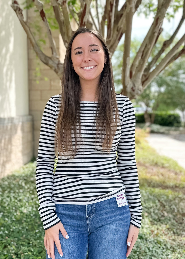 Prestine Striped Tee - Black