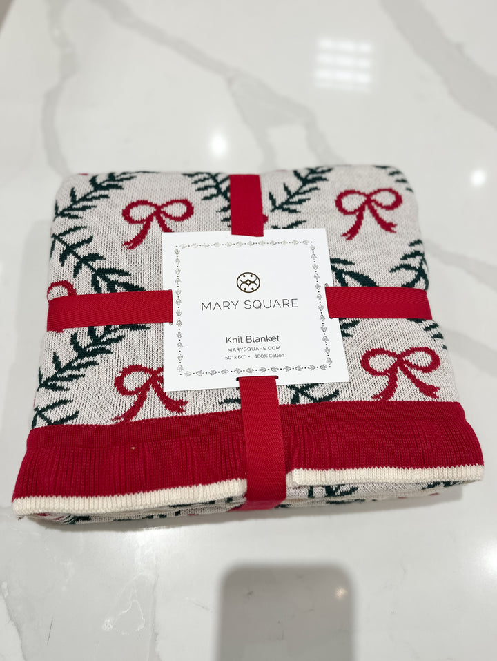 MS Knit Blanket - Holiday Trellis