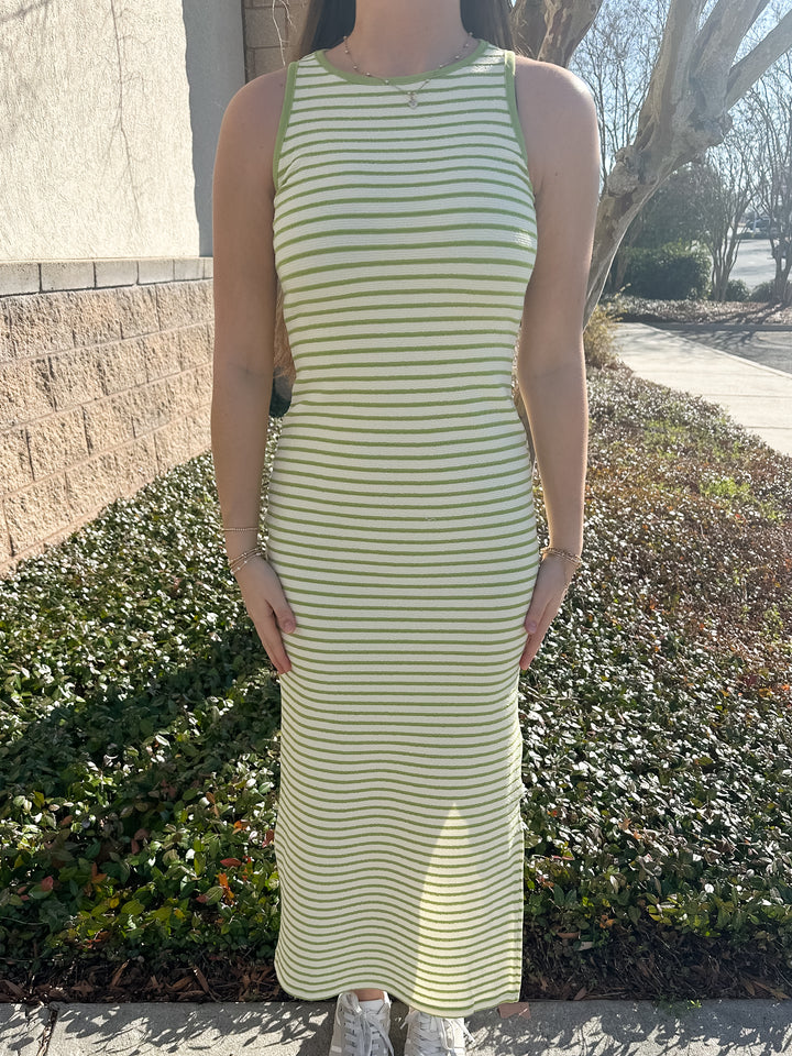 Becky Stripe Knit Tank Maxi - Green