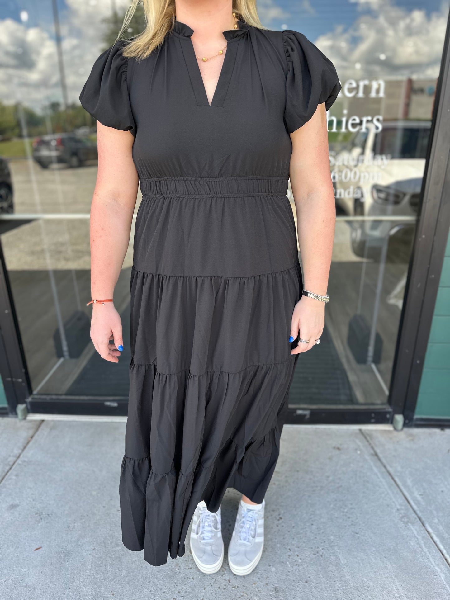 Jade Tiered Puff Sleeve Maxi