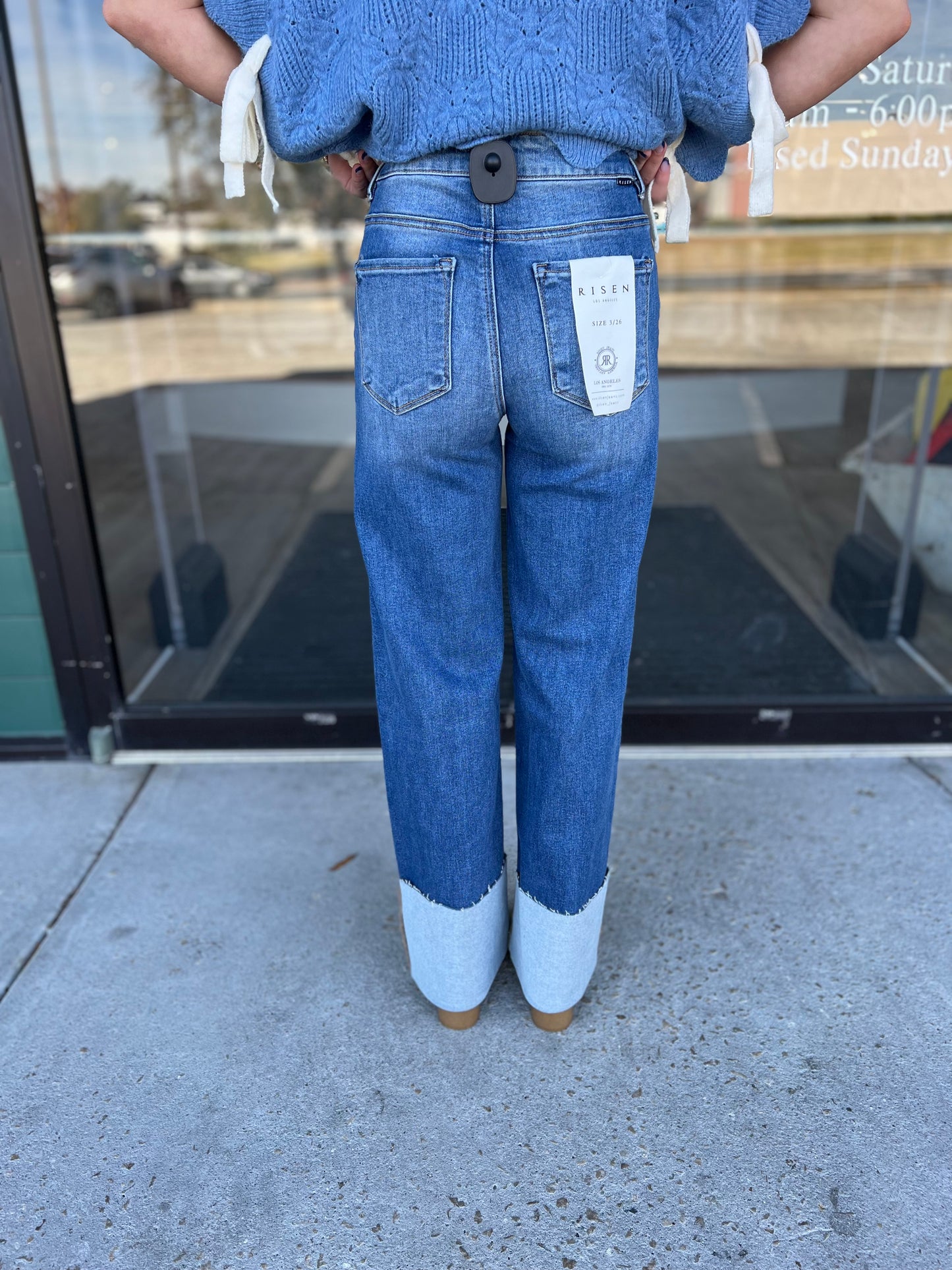 Risen Kate High-Rise Wide-Cuffed Jean - Dark Wash