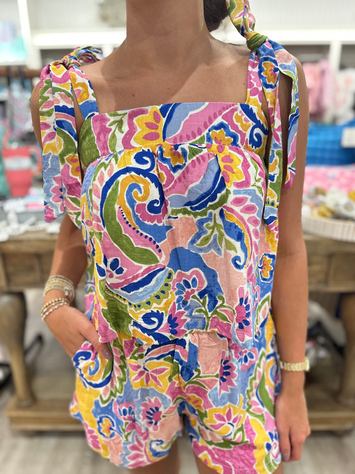 Maddie Watercolor Square Neck Top