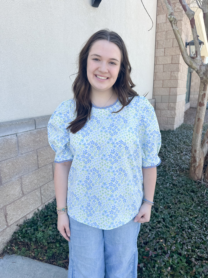 Thea Top - Larkspur Fields Blue