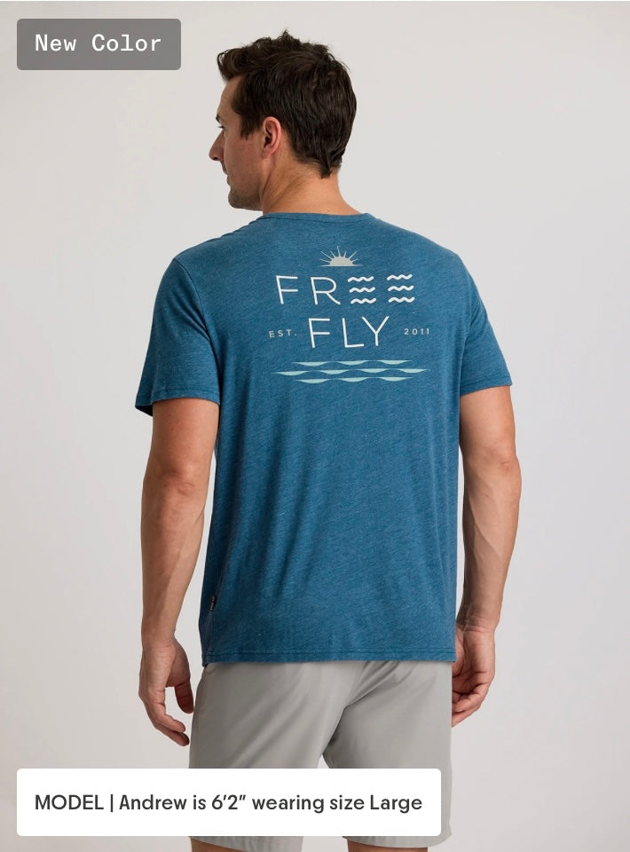 Free Fly Men’s Salt And Sun Pocket Tee - Heather Legion Blue
