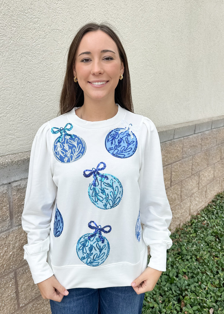 MS Kelly Sweatshirt - Blue Ornaments