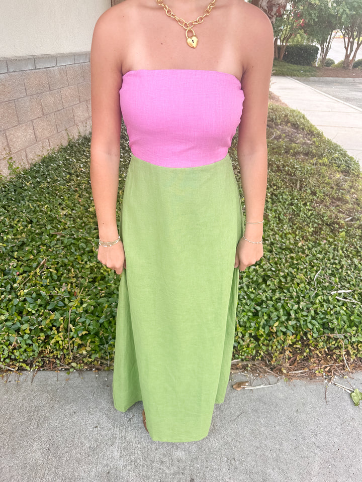 Hailey Colorblock Maxi Dress - Purple