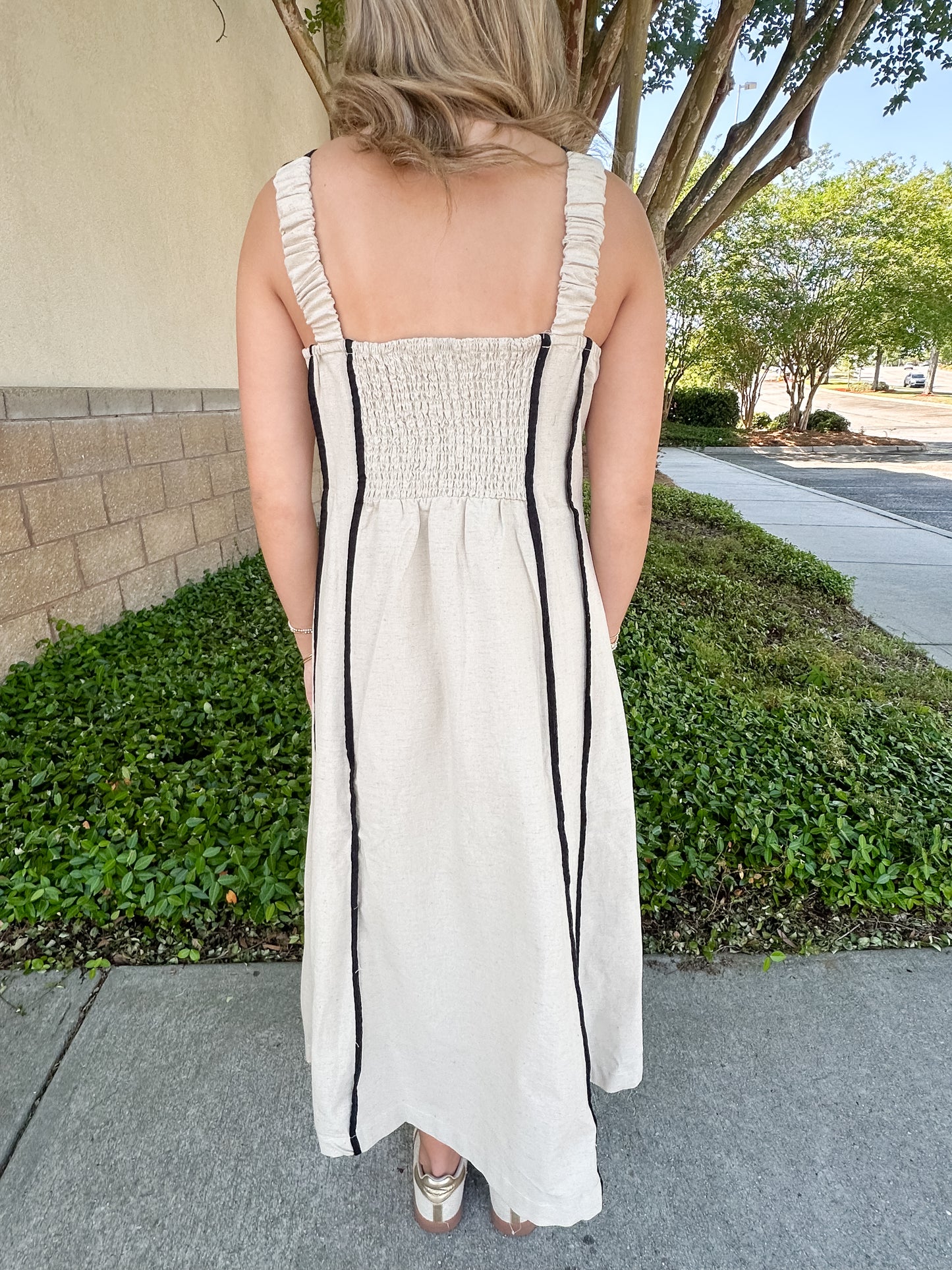 Suellen Contrast Trim Dress - Ivory