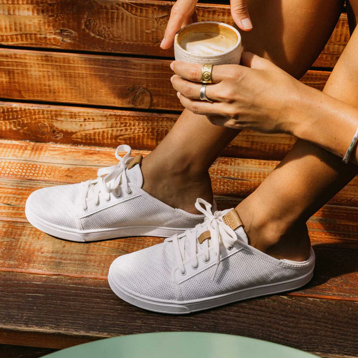OluKai Women’s Pehuea Li Lightweight Sneakers- White|White