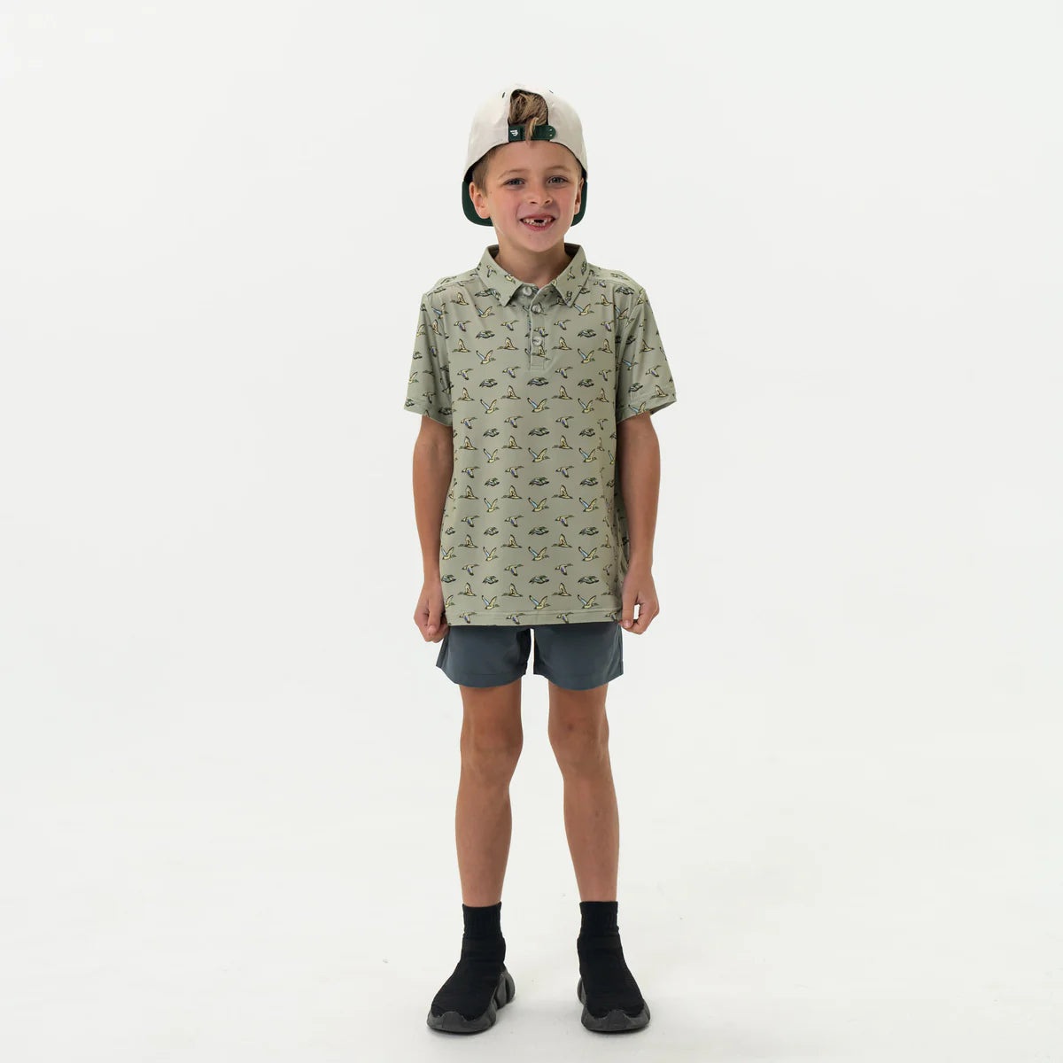 Burlebo Youth Performance Polo - Flying Duck Green