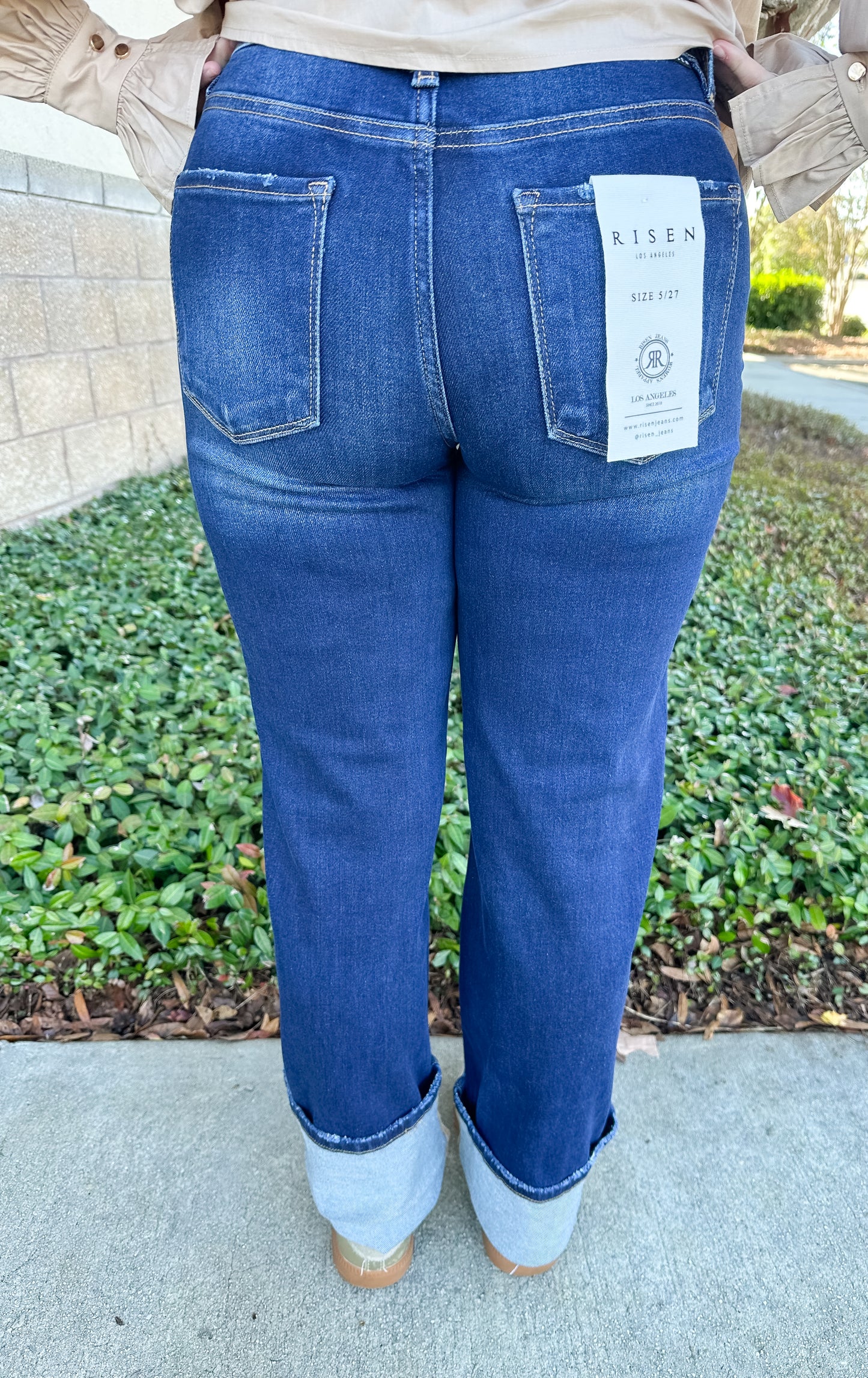 Risen Addison - Mid Rise Ankle Straight Cuff Jeans Dark