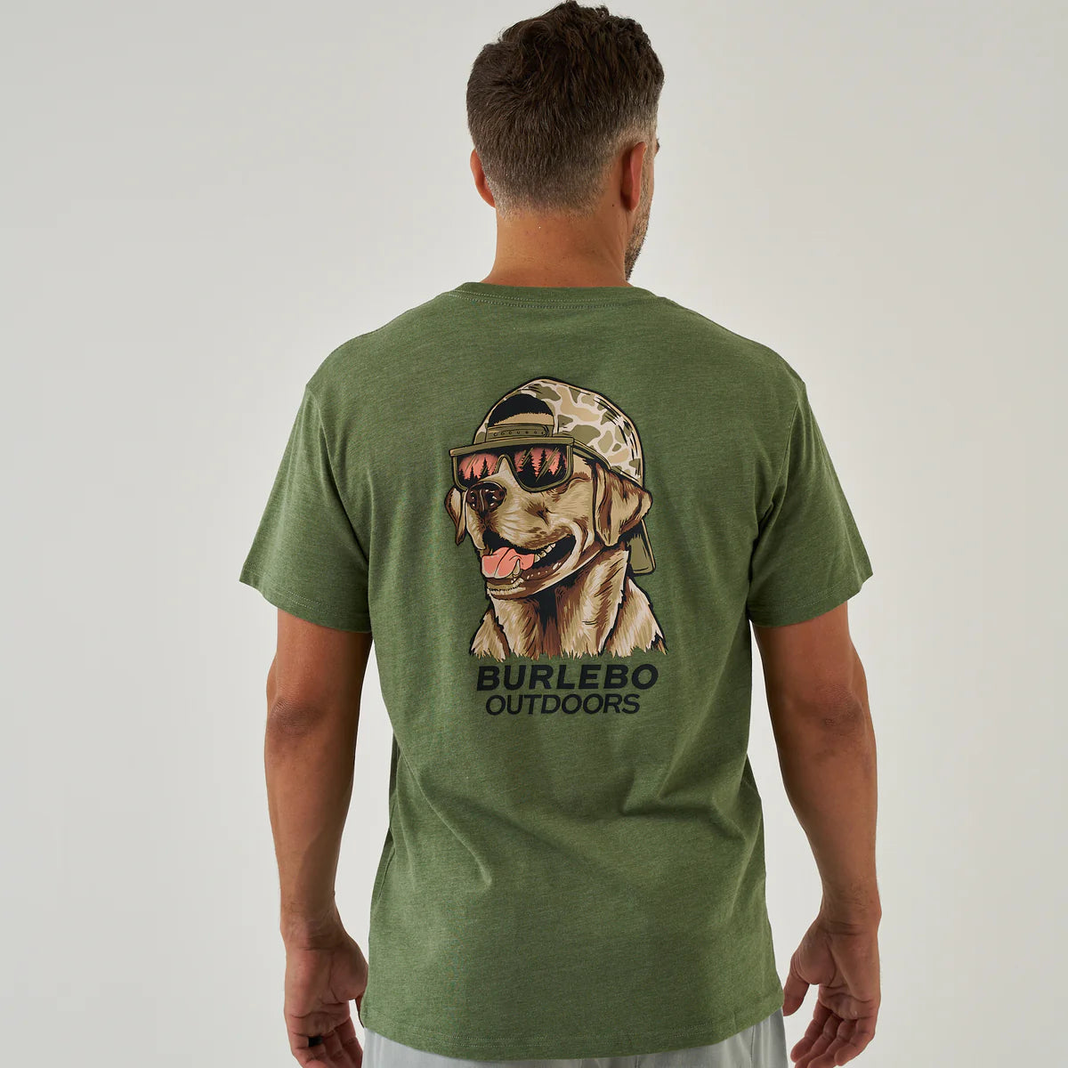 Burlebo Men’s Mallard Camo Dog Pocket T-Shirt - Heather Olive