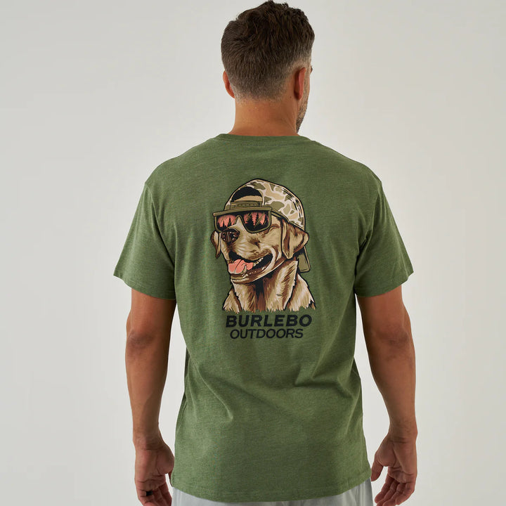 Burlebo Men’s Mallard Camo Dog Pocket T-Shirt - Heather Olive