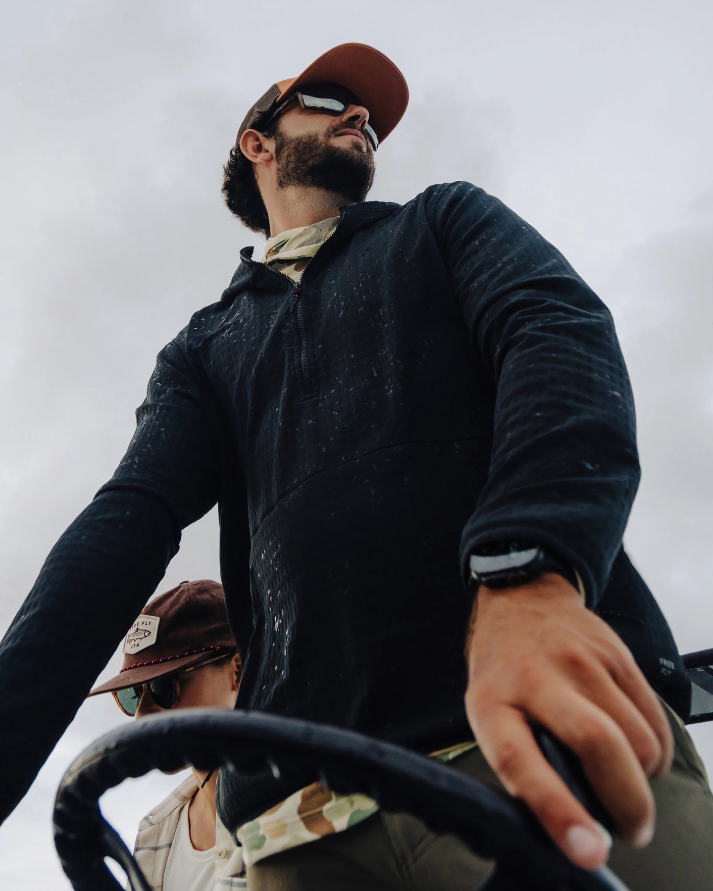 FreeFly Men’s Gridback Fleece Anorak Hoodie - Black