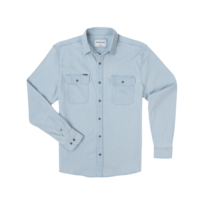 Poncho Men’s “The Judd” Denim Regular Shirt - Light Wash