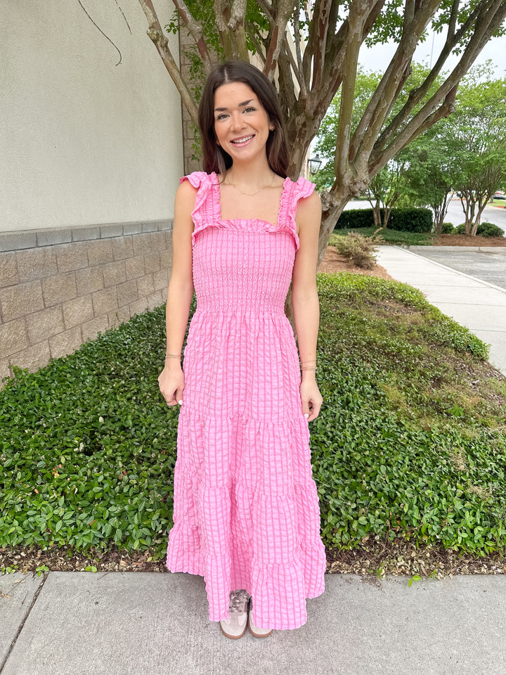 Bianca Tiered Textured Maxi - Pink