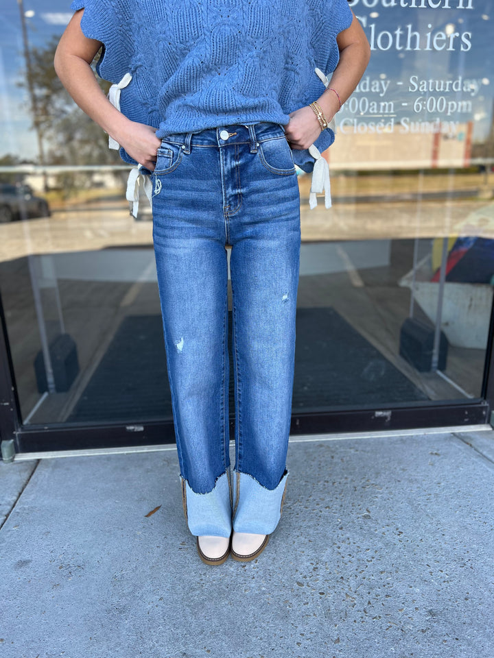 Risen Kate High-Rise Wide-Cuffed Jean - Dark Wash