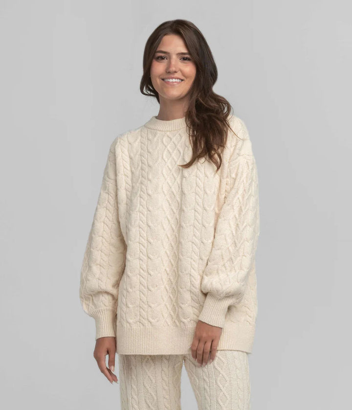 SSCO Women’s Comfy Cozy Cable Sweater - Parchment