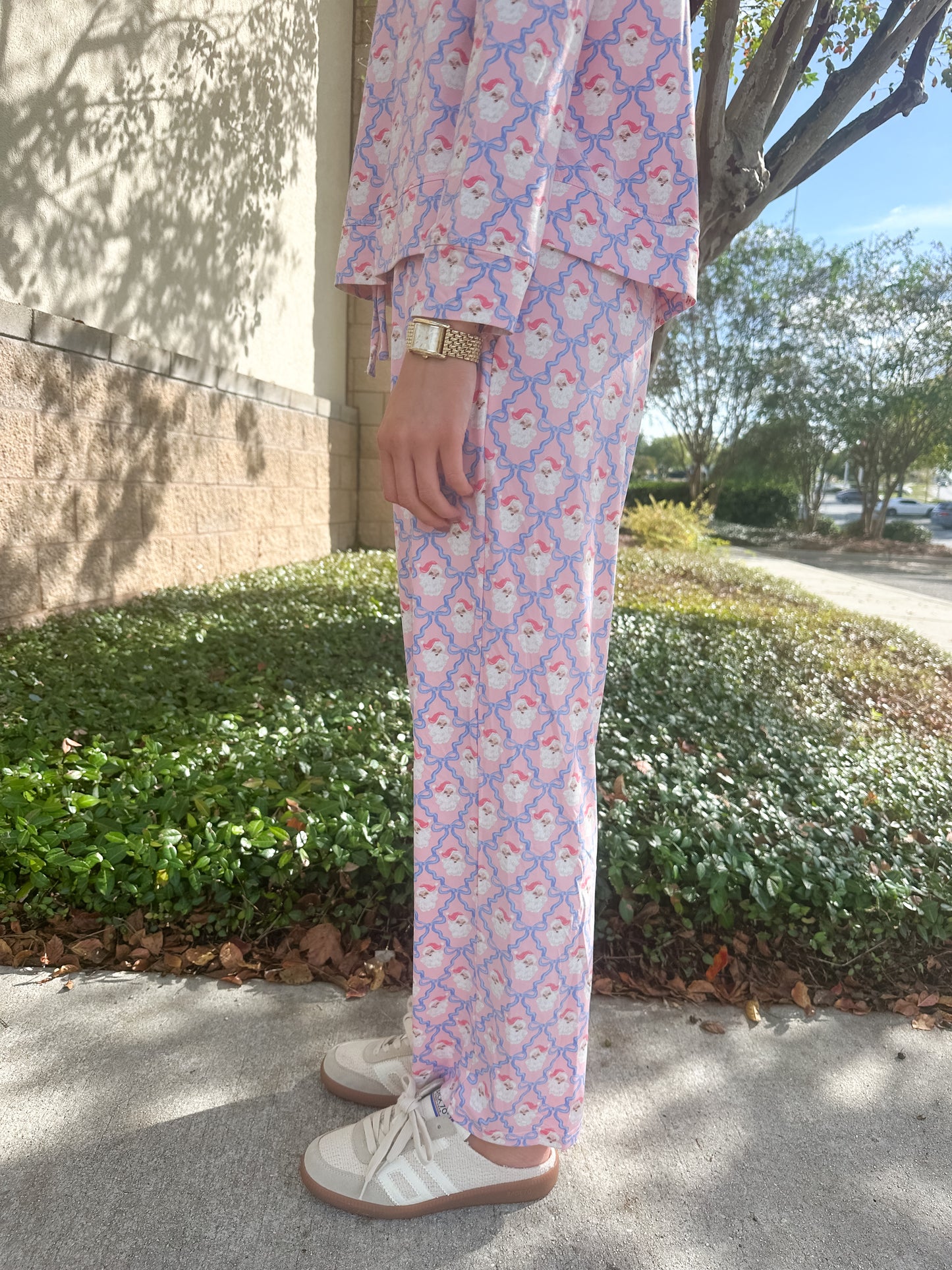 MS Annie PJ Pant Set - Santa Baby Bows