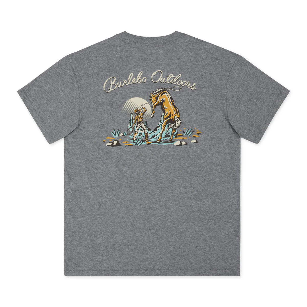 Burlebo Men’s Cowboy Up S/S Pocket T-Shirt - Heather Dark Grey