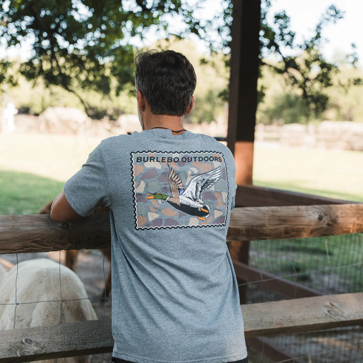 Burlebo Men’s Mallard Duck Stamp Pocket T-Shirt - Dark Heather Gray