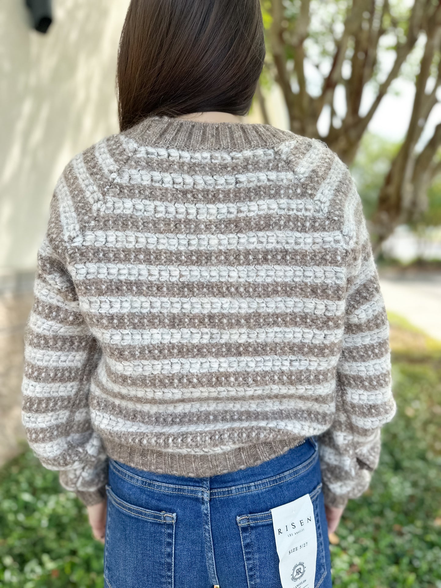 Este Metallic Stripe Cardigan - Campfire