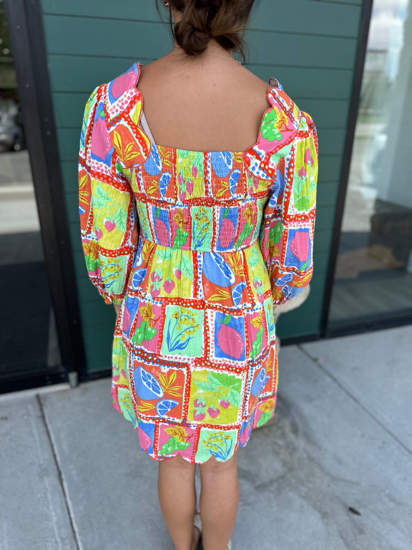 Fruit Gauze Scallop Dress