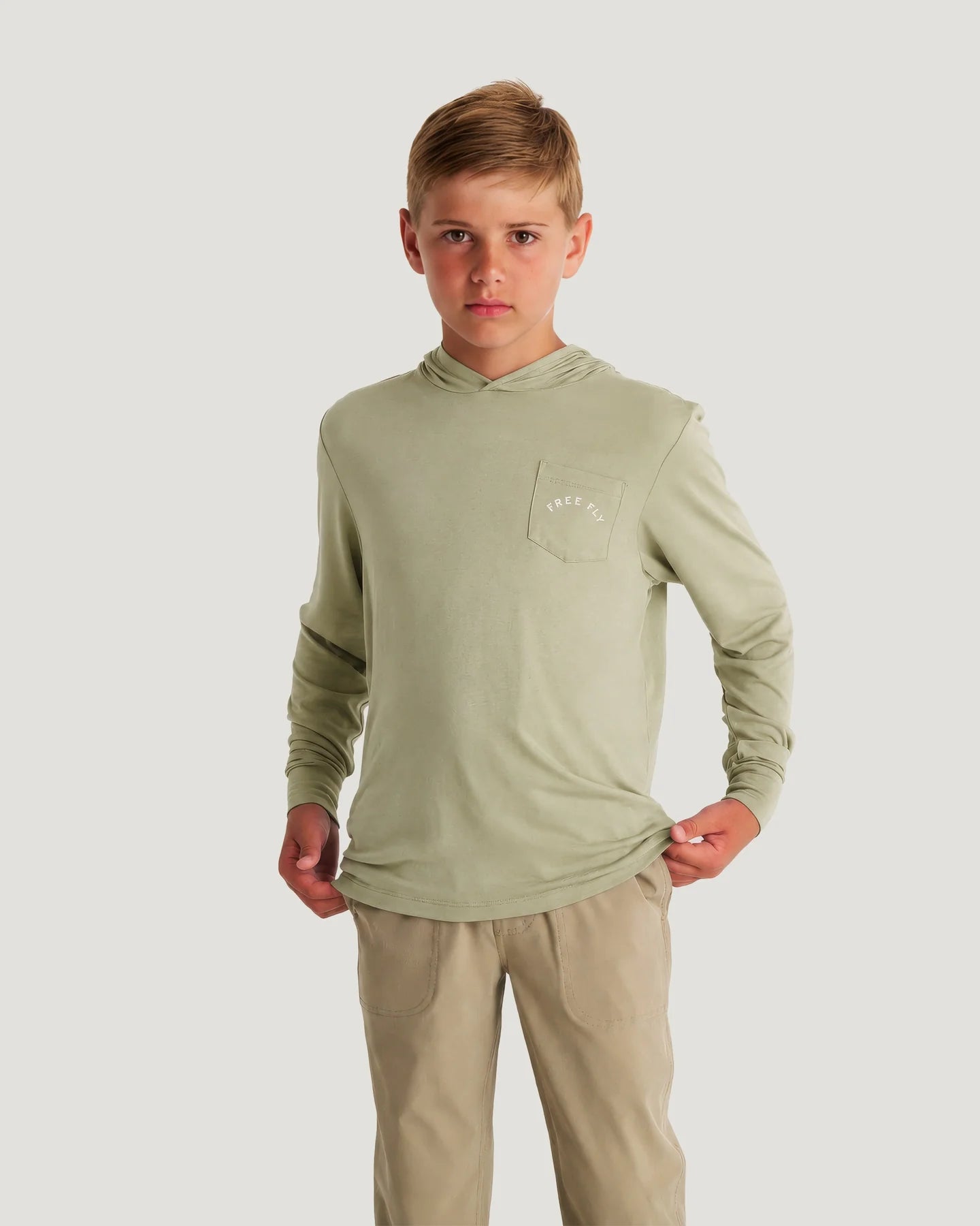 FreeFly Youth Bamboo Shade Graphic Hoodie - Tea