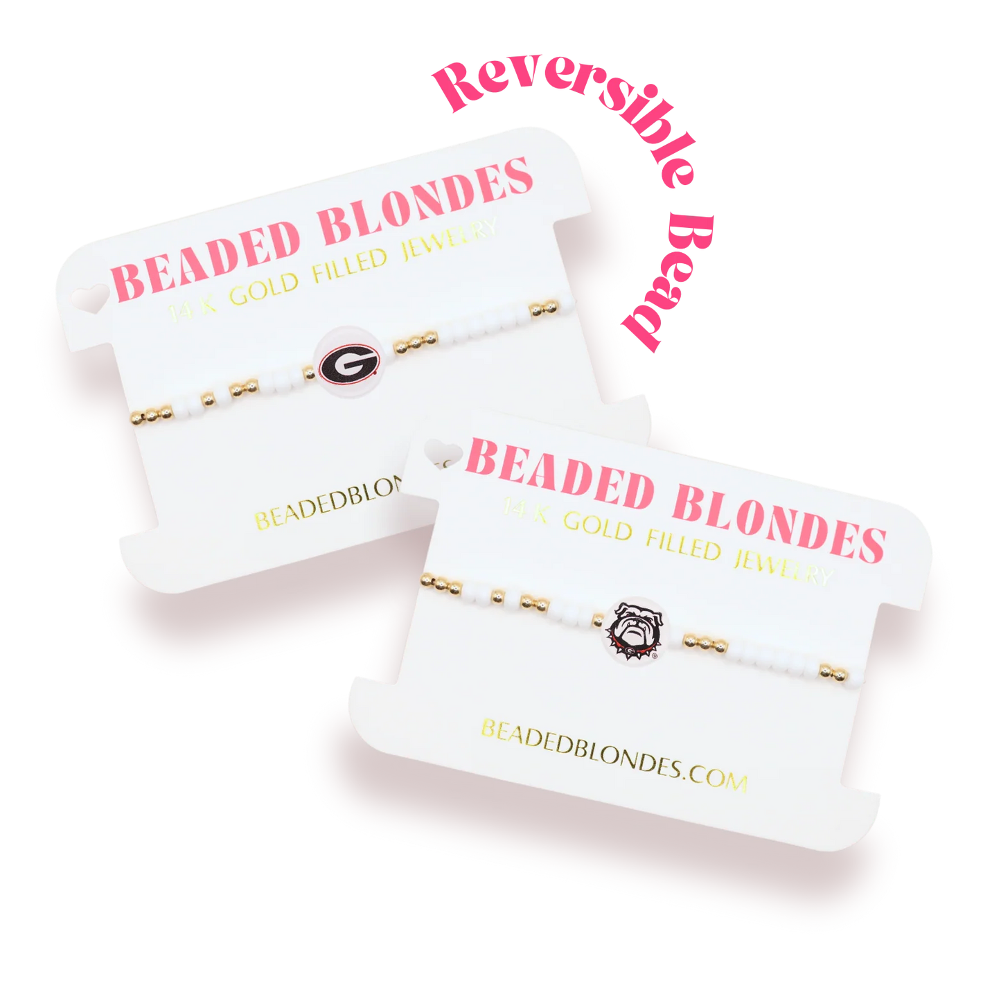 Beaded Blondes Georgia Reversible Logo Bracelet - Gold & White Sprinkle