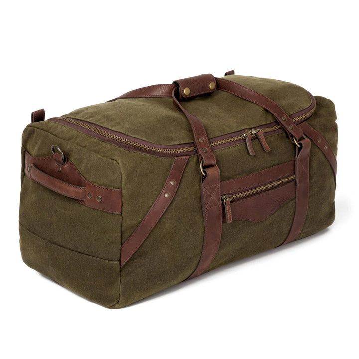 Mission Mercantile Campaign Waxed Canvas Large Duffle Bag - Smoke Forest
