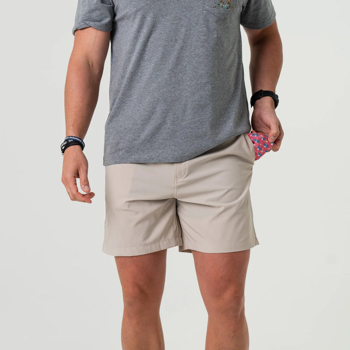 Burlebo Men’s S26 7” Everyday Short - Light Khaki - American Flag Pocket