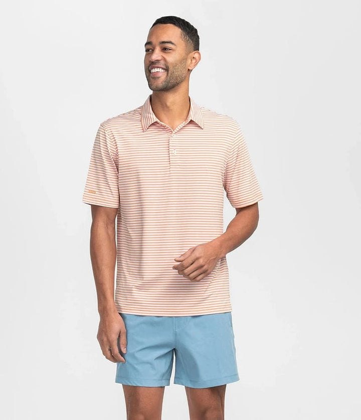 SSCO Men’s Bluffton Stripe Performance Polo - Cantaloupe