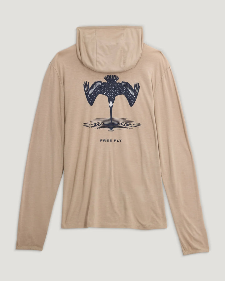 Free Fly Men’s Bamboo Lightweight Graphic Hoodie - Dive Bomb Desert Tan