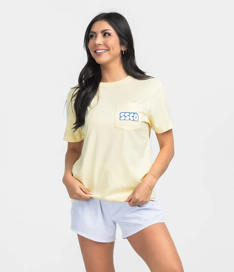 SSCO Women’s Sunset Cruise S/S Pocket T-Shirt - Canary