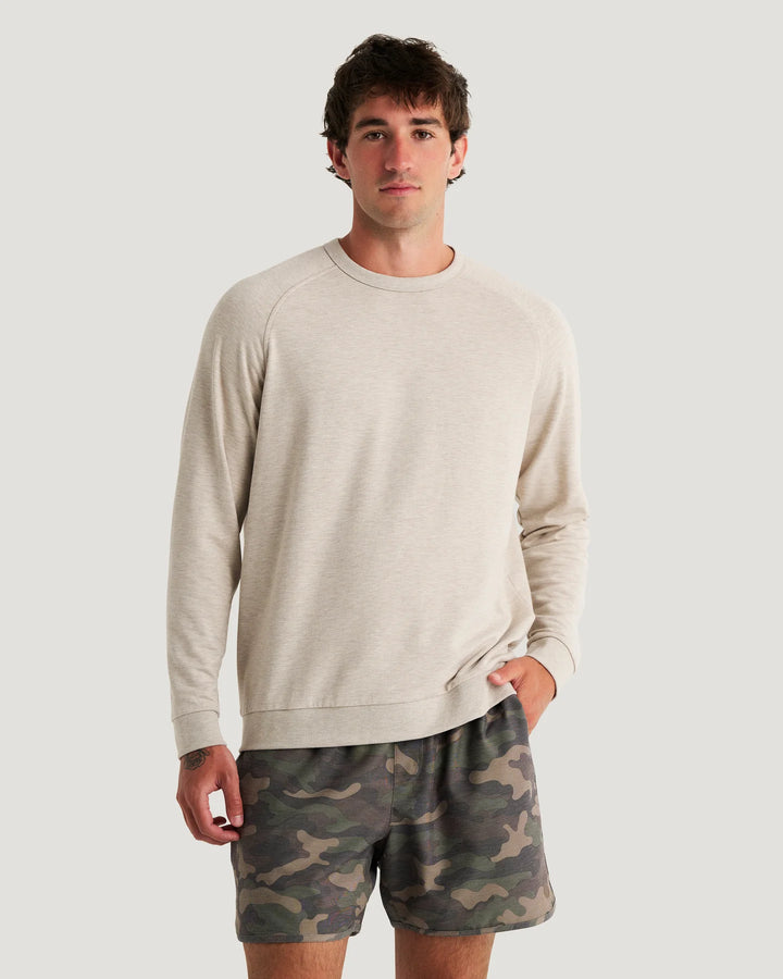 Free Fly Men’s Bamboo Lightweight Fleece Crew - Heather Desert Tan