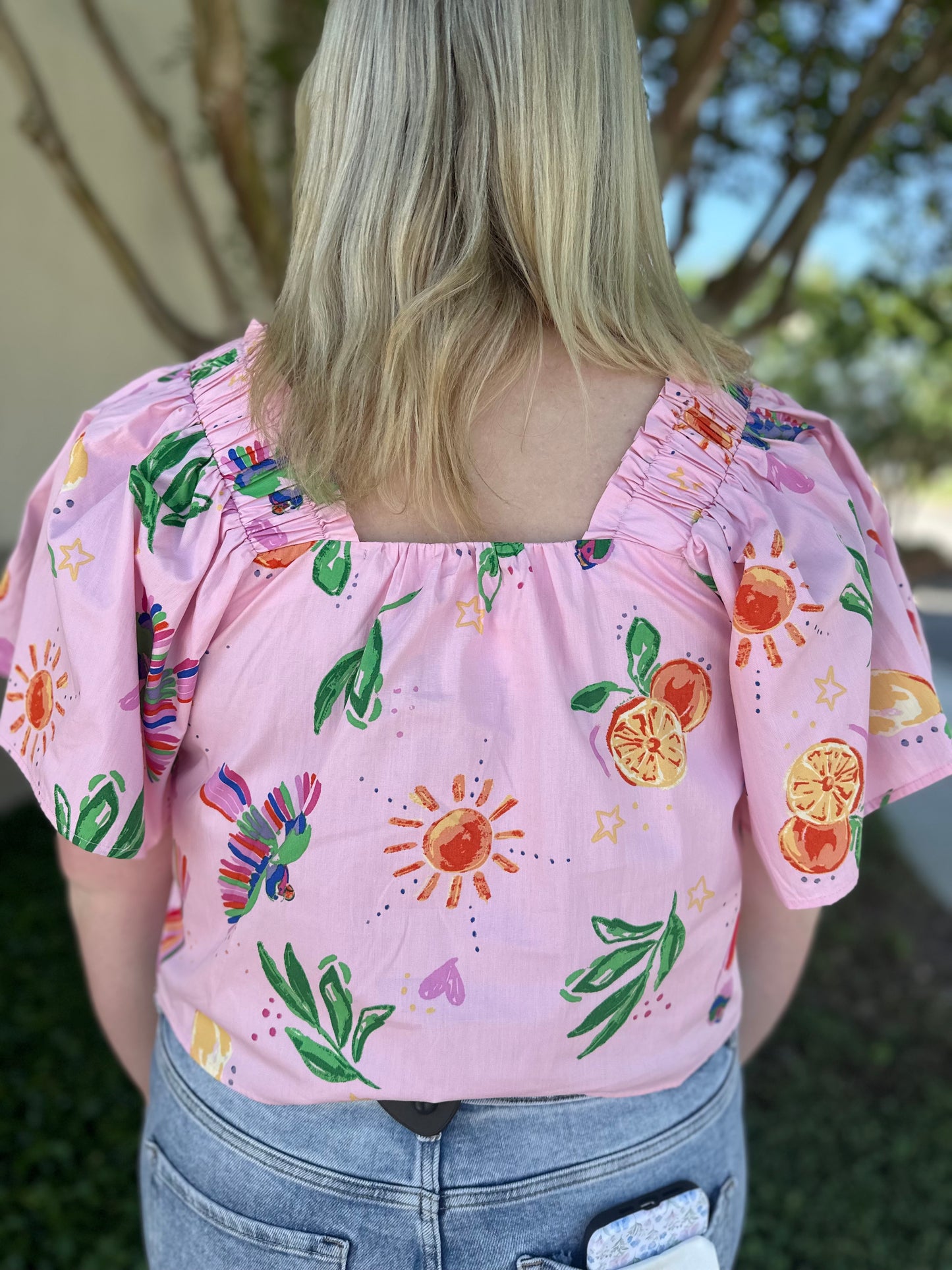 Toucan Fruit Square Neck Top