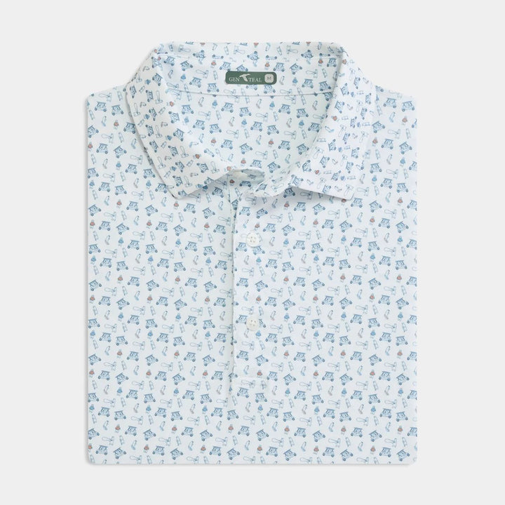 Genteal F25 Stream To Green Printed Performance Polo - Intense Indigo