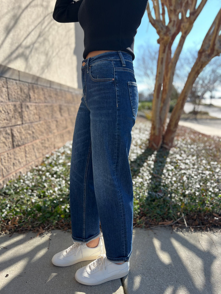 Risen High Rise Crop Boyfriend Tapered Jeans