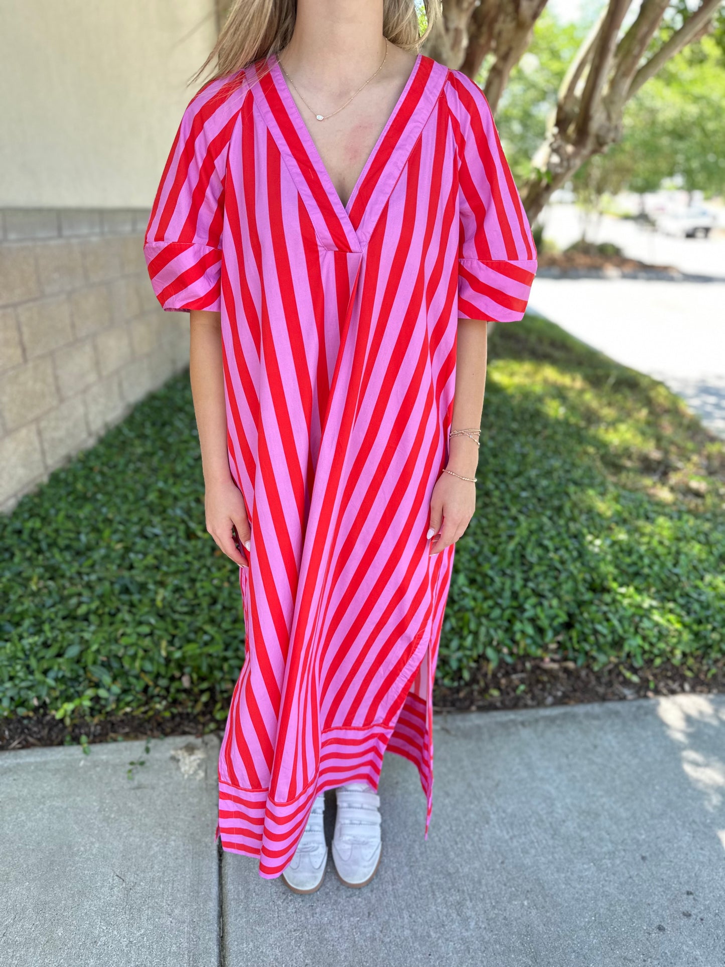 Rachel Stripe Puff Sleeve Maxi