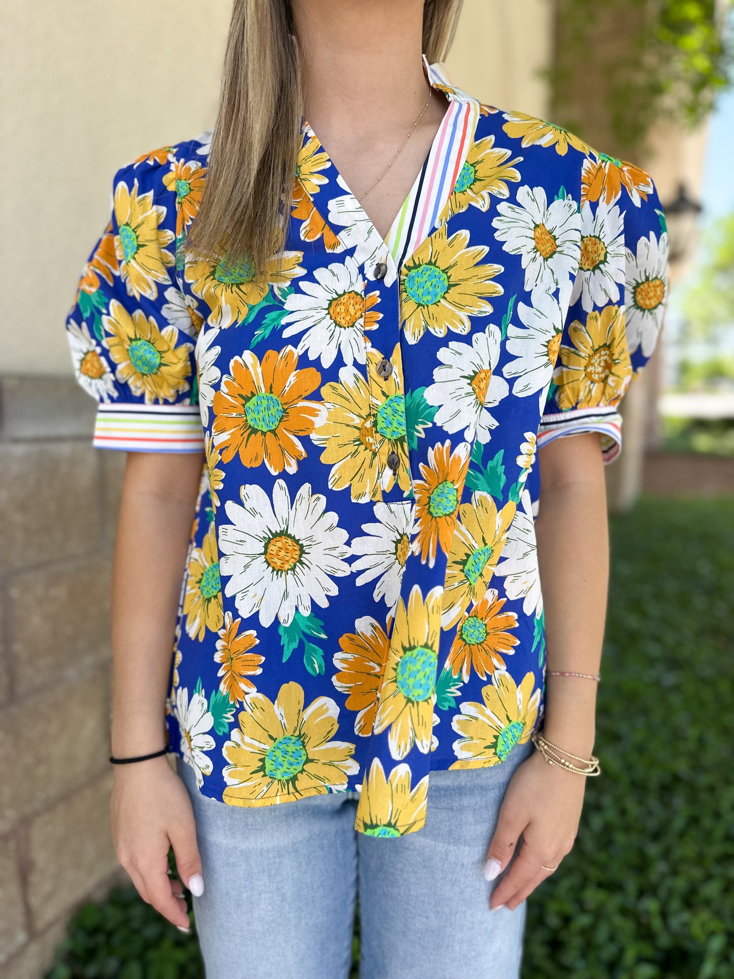Patrica Striped Detail Top