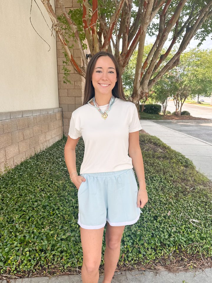 Maxine Pintuck Short - Robins Egg Blue